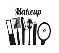 Uonlytech Stickers Muraux Décoratifs Outils de Maquillage 55x44 Cm Noir Autocollant Mural Amovible pour Salon de Beauté et Décoration Intérieure