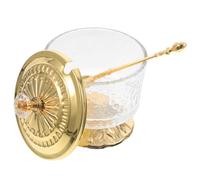 Uonlytech Sucrier en Verre Transparent avec Couvercle et Cuillère Pot à Sucre Multifonction Cuisine et Salon Récipient Décoratif Vintage en Fer Forgé Rangement Sel et Épices