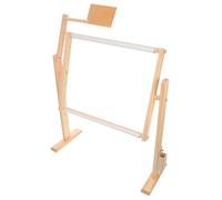 Uonlytech Support de Broderie sur Pied en Bois Réglable et Rotatif 360° | Cadre pour Point de Croix, Hauteur Ajustable, Finition Beige Élégante, Usage sans Mains au Salon
