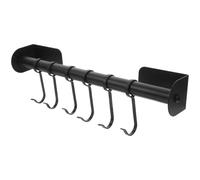 Uonlytech Support Mural 30 Cm En Acier Carbone Noir, Crochet De Rangement Mural Multifonction Sans Perçage, 6 Crochets Pratiques, Cuisine, Salle De Bain Et Chambre, Porte-serviettes Suspendu