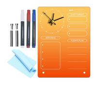 Uonlytech Tableau Mémo Effaçable à Sec en Acrylique avec Horloge Intégrée, Gestion du Temps et Organisation de Bureau pour Planification Quotidienne