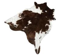 Uonlytech Tapis à Motifs Animaux Imitation Peau de Vache 110x84 Cm, Tapis Moelleux en Peluche Blanc et Marron pour Salon et Chambre, Coussin de Sol Décoratif Doux et Chaud