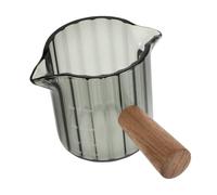 Uonlytech Tasse à Espresso Verre avec Poignée Bois Ergonomique Pichet à Double Bec Antidérapant à Corps Rainuré Accessoire de Mesure pour Café et Lait