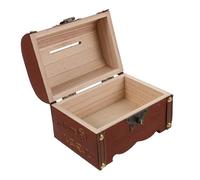 Uonlytech Tirelire Bois Vintage avec Serrure Coffre Au Trésor Pirate Bois Petit Format Boîte à Monnaie Sécurisée et Polyvalente pour Cadeau Mariage Souvenir et Décoration Maison