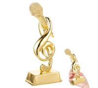 Uonlytech Trophée de Microphone en Résine Dorée pour Concours de Chant Garçon et Filles, Décoration Créative de Note Musicale Symbolisant L'honneur et L'encouragement