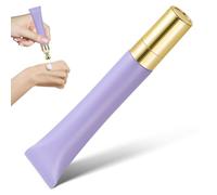 Uonlytech Tube de Contour des Yeux Vide 20 Ml Violet Mat Tête de Massage en Alliage de Zinc, Applicateur Portable pour Huiles Essentielles et Crème Hydratante, pour Soins Peau et Voyages