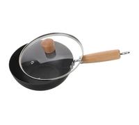 Uonlytech Wok Japonais Mini avec Couvercle Poêle à Frire Fonte sans Revêtement Chauffage Uniforme Compatible Gaz et Induction Ustensile de Cuisine Polyvalent pour Usage Domestique et