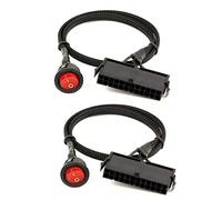 Uooduby 2X 24 Broches ATX PSU PC Testeur de DéMarrage d'alimentation Câble de DéMarrage Cavalier avec Interrupteur Marche/ArrêT, 50 cm