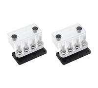 Uooduby 2X 600A Bus Bar 4-Stud (3/8 Pouces) M10 High Current Copper Busbar Terminal Block Marine DC 12V 24V 48V avec Cover(Noir)