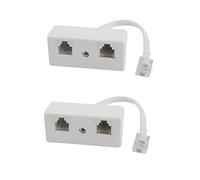 Uooduby 2X 6P4C Adaptateur de Connecteur SÉparateur de Ligne TÉlÉphonique RJ11 Mâle À Double