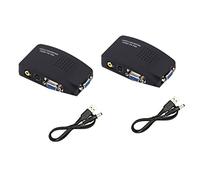 Uooduby 2X Adaptateur AV vers VGA Convertisseur VGA PC Composite S-VidéO EntréE AV vers PC VGA LCD Convertisseur