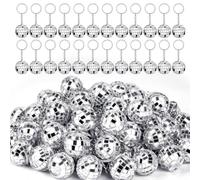 Uooduby 50 Pièces Mini Porte-Clés Boule Disco, Miroir Argenté, Porte-Clés en Vrac, Cadeaux de Fête pour Décorations de Fêtes Disco des Années 70 et 80