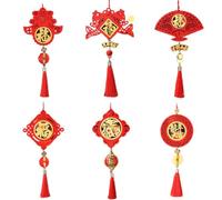 Uooduby 6 PièCes 2024 FêTe du AnnéE du Dragon Signe en Bois Pendentif SociéTé Centre Commercial DéCoration Cadeaux du Un Chinois,C