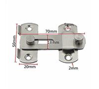 Uooduby 6 Pièces 20X50X70mm Acier Inoxydable Maison Porte de Securite Boulon de Porte Loquet Glissiere Serrure Materiel