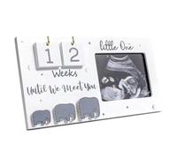 Uooduby Cadres Photo Sonogram, Cadres Photo à Ultrasons, Cadres Photo en Bois avec Compte à Rebours des Semaines, Décoration de Chambre d'enfant en Forme D'Éléphant pour Informations sur la Naissance