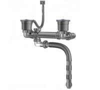 Uooduby Kit de Vidange D'Évier Double pour Évier de Cuisine Peu Encombrant, Tuyau Flexible Extensible de 3,8 cm avec Siphon en P et Drain D'Évier de 8,9 cm.