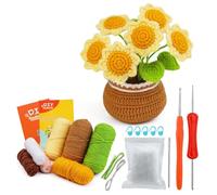 Uooduby Kits Complets de Crochet en Acrylique avec Marqueurs à Tricoter, Boule de Fil Facile, Instructions pour Débutants