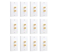 Uooduby Lot de 12 Plaques Murales pour Haut-Parleur 1.0 à Un Seul Groupe (Plaque Murale à Fiche Banane) pour 1 Haut-Parleur, Blanc