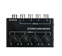 Uooduby Mélangeur Stéréo Passif 4 Canaux Mini Mélangeur Audio Mélangeur de Son Portable Entrée Ultra Faible Bruit pour Live Studio Installation Facile Facile à Utiliser
