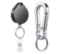 Uooduby Porte-Clés Rétractable pour Badge, Bobine de Badge Robuste, Boîtier Solide, Mousqueton à Câble en Acier Enroulé en Métal