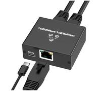 Uooduby Répartiteur Ethernet 1 vers 2 Commutateur Ethernet Haute Vitesse 1000Mbps à 2 Ports Répartiteur Ethernet Gigabit avec Cordon d'alimentation