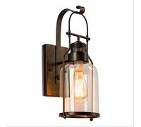 Uook Industriel Vintage Extérieur E27 Applique Murale Aluminium Edison Verre Étanche IP65 Applique Murale Lampe Porche Noir Lumières Terrasse Balcon Jardin Paysage Lumières Rétro Loft Café Appareils D