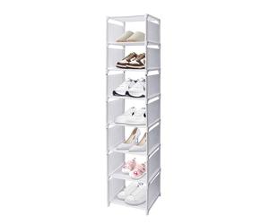 Uooker Étagère à chaussures étroite à 8 niveaux, étagère à chaussures verticale à une rangée pour petits espaces, étagère à chaussures assemblée pour espaces étroits, salon, entrée, rangement de