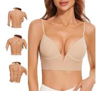 Uoolerp Soutien Gorge Dos Nu - Rembourrage Léger sans Couture Soutien Gorge Dos Nu Invisible Décolleté Plongeant Brassière Soutien Gorge avec Armature Bretelles Réglables
