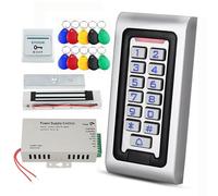 Uoonner Kit de système de contrôle d'accès autonome avec clavier en métal étanche IP68, verrouillage magnétique (180 kg), alimentation 12 V 3 A, bouton de sortie et dix porte-clés RFID 125 kHz en