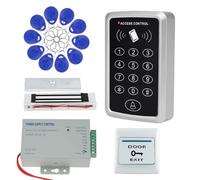 Uoonner Kit de système de contrôle d'accès autonome avec serrure magnétique de 180 kg/350 lb, alimentation 12V 3A, bouton de sortie et 10 porte-clés RFID 125 kHz pour le contrôle d'accès du système de