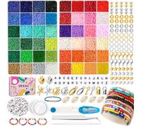 UOONY Lot de 16 000 perles de 3 mm pour bracelets à enfiler avec des lettres de l'alphabet pour idée cadeau, bracelet, kit de perles à enfiler pour enfants, Noël, vacances, anniversaires, récompenses.