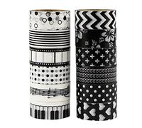 UOOOM 12 Rolls Beautiful Washi Tape Masking Tape Ruban adhésif décoratif coloré klebebänder DIY Scrapbook Décoration noir (black)