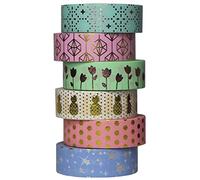 UOOOM 6 rouleaux Washi Tape Doré Ruban Adhésif Papier Décoratif Masking tape Scrapbooking