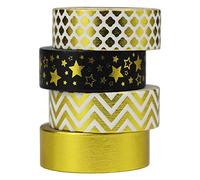 UOOOM Lot de 4 rouleaux de ruban adhésif Washi doré pour décoration, scrapbooking, bricolage, cadeau
