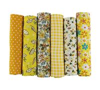 UOOOM Lot de 6pcs 50 x 50 cm Patchwork coton tissu DIY Fait à la main en tissu à coudre Quilting Designs Différents (Tone-Yellow)