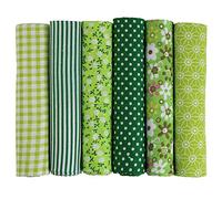 UOOOM Lot de 6pcs 50 x 50 cm Patchwork coton tissu DIY Fait à la main en tissu à coudre Quilting Designs Différents (Tone-Green)
