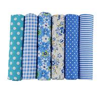 UOOOM Lot de 6pcs 50 x 50 cm Patchwork coton tissu DIY Fait à la main en tissu à coudre Quilting Designs Différents (Tone-Blue)