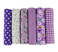 UOOOM Lot de 6pcs 50 x 50 cm Patchwork coton tissu DIY Fait à la main en tissu à coudre Quilting Designs Différents (Tone-Purple)