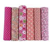 UOOOM Lot de 6pcs 50 x 50 cm Patchwork coton tissu DIY Fait à la main en tissu à coudre Quilting Designs Différents (Tone-Pink)