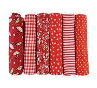 UOOOM Lot de 6pcs 50 x 50 cm Patchwork coton tissu DIY Fait à la main en tissu à coudre Quilting Designs Différents (Tone-Red)