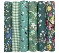 UOOOM Lot de 6pcs 50 x 50 cm Patchwork coton tissu DIY Fait à la main en tissu à coudre Quilting Designs Différents (Bleu Vert)