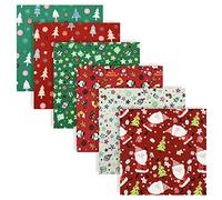 UOOOM Lot de 6pcs Noël Tissu en Coton 50 x 50 cm Patchwork Coton Tissus DIY Fait à la Main en Tissu à Coudre Quilting Designs Différents (Rouge Vert)