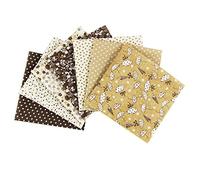 UOOOM Lot de 7 25 x 25 cm Patchwork Coton Tissu DIY Fait à la Main en Tissu à Coudre Quilting Designs Différents (Tone-Brown)