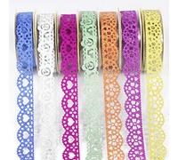 UOOOM Lot de 7 rouleaux de Multicolore Paillettes Rubans de Dentelle Adhésif Autocollant pour Décoration DIY Artisanat (Design 4002)