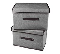 Uootach 2 Pièces Boîte de Rangement, Caisses de rangement 36cm*23cm*24cm, pliable avec couvercle, panier de rangement, coffre à jouets, pour ranger vêtements, livres, jouets, chaussettes(gris)