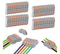 Uootach 40 Pièces Connecteurs Electriques Rapide avec Levier, connecteur de Fil Blocs de jonction compacts combinables Borne conducteur 4mm², Combinaison Libre de bornes des Deux côtés
