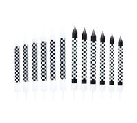 UOPJDD 12 Morceaux De Bougies À Carreaux en Noir Et Blanc, Bougies d'anniversaire, Fournitures De Fête À Thème De Course, Décorations De Gâteaux.