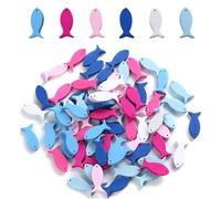 UOPJDD 150 Morceaux De Copeaux De Bois en Forme De Poisson, Jouets Éducatifs pour Enfants, Accessoires De Bijoux De Bricolage, Décorations en Bois, Décorations De Table À Manger.