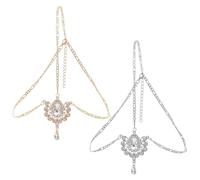 UOPJDD 2 Morceaux De Chaîne De Tête De Pendentif en Strass, Rétro Et À La Mode, Coiffure Simple pour Les Femmes, Bijoux De Front Réglable, Décoration De Coiffure Créative.