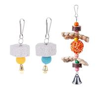 UOPJDD 2 Morceaux De Pierre De Broyage des Oiseaux Et 1 Morceau De Jouet Rongeur, Jouet Mâché, Fournitures pour Animaux De Compagnie, Accessoires À Cage À Oiseaux.